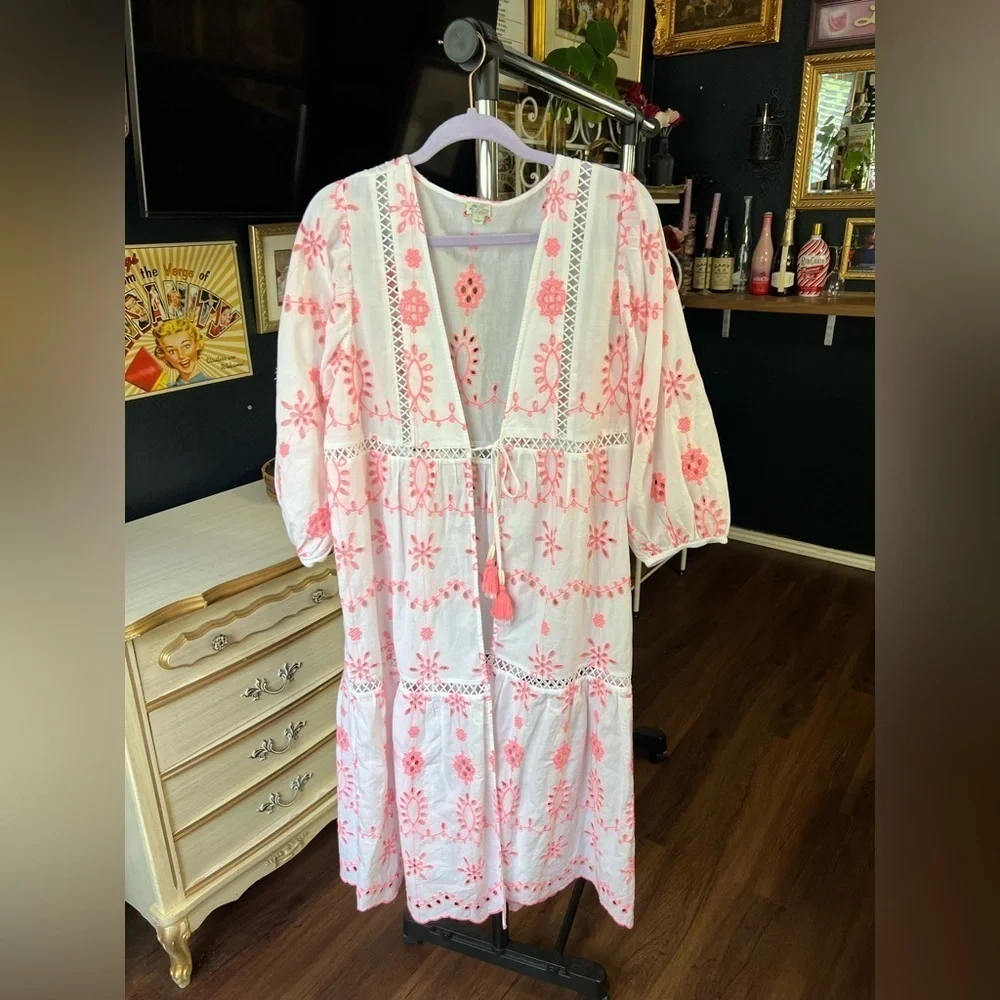 J. Crew Cotton Embroidered Balloon Sleeve Cover-up Dress Small